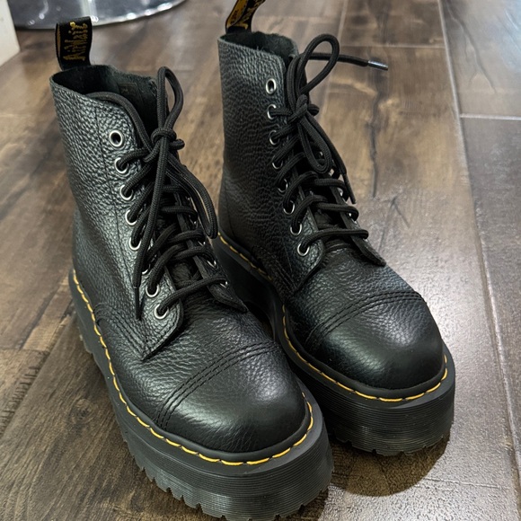 Dr. Martens Black Platform Combat Boots - Picture 1 of 7